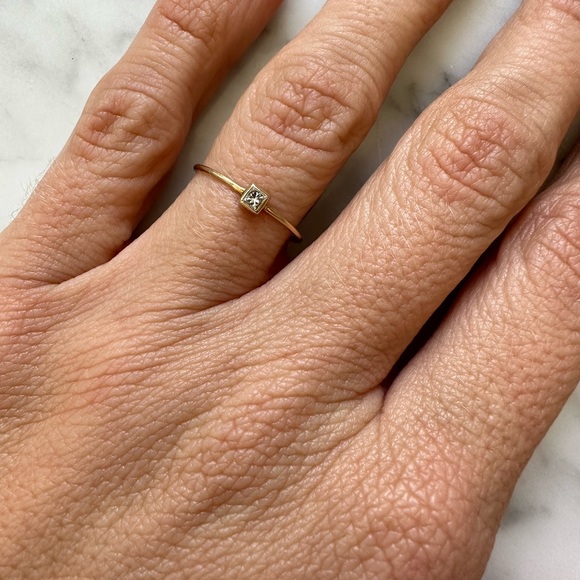 Vrai & Oro Jewelry - Thin Stacking Square Diamond Ring size 8